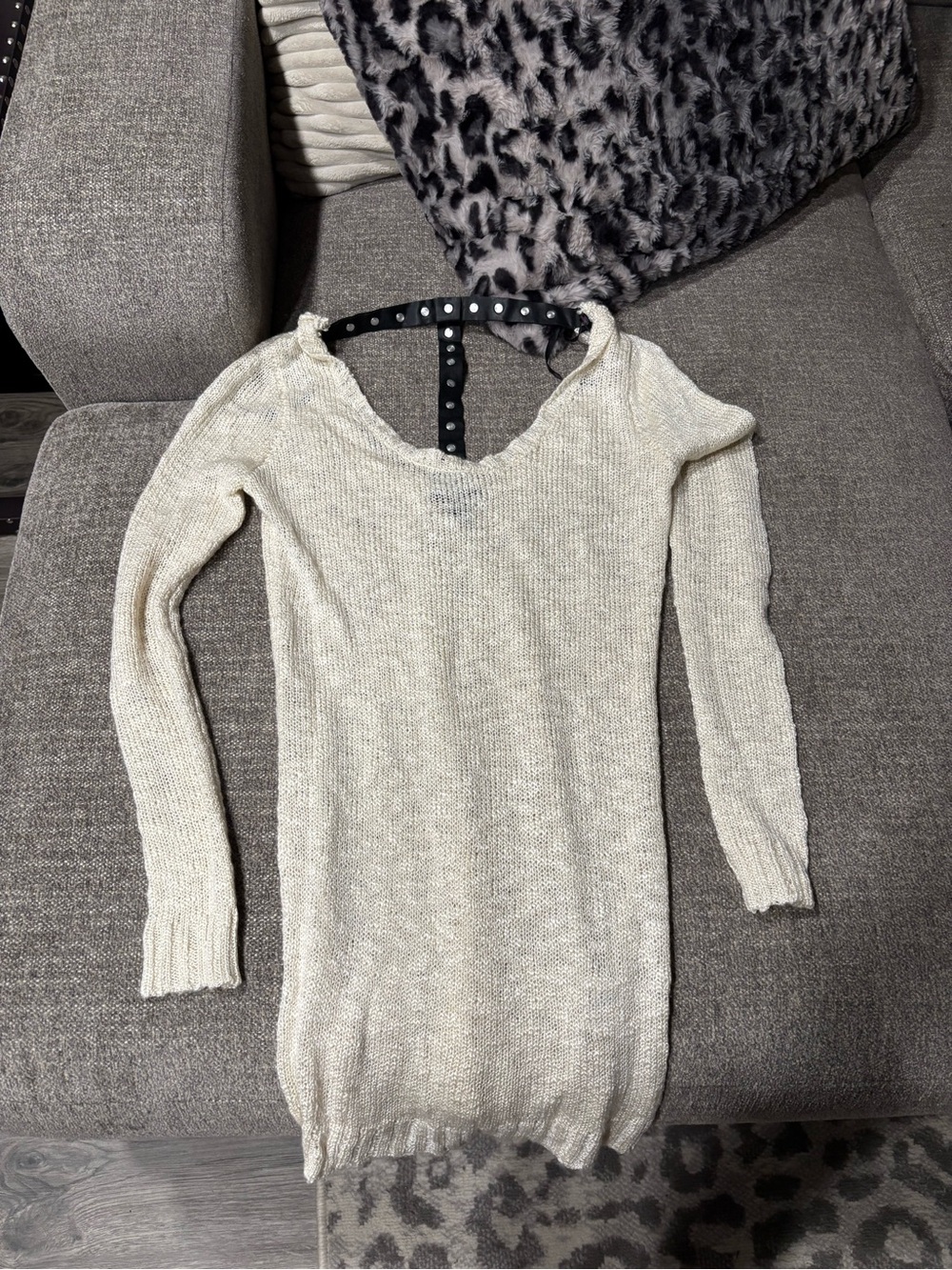 Sweater w/ Harness Back Studded Strap XS